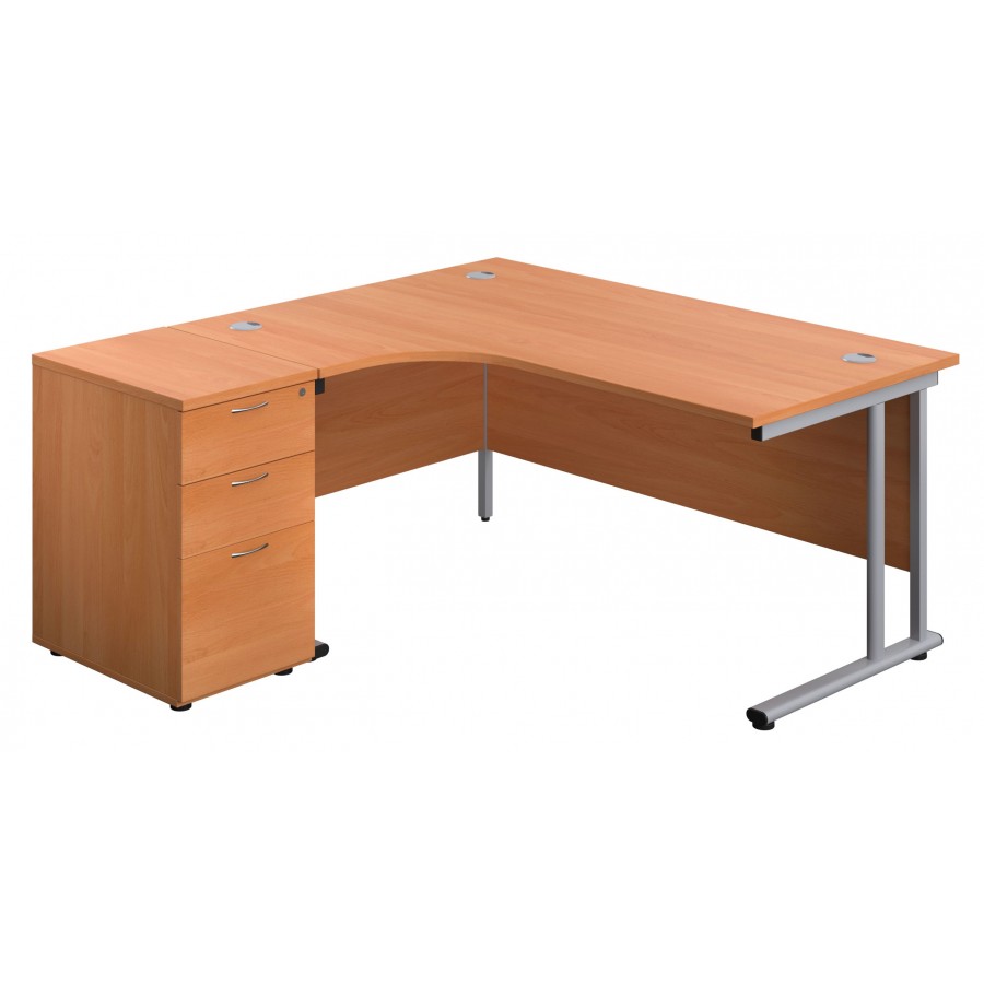 Olton Corner Desk With Desk High Pedestal